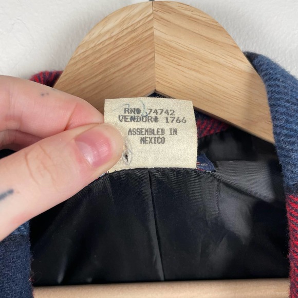 90s Plaid Wool Blazer Shacket Shirt Jacket Coat Blue Red Academia Preppy Size L - Picture 7 of 8